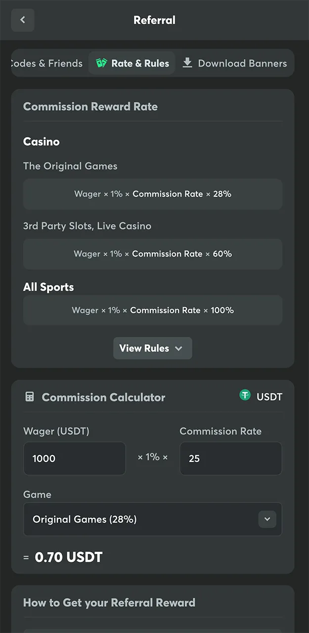 Choose an affiliate program model from BC Game.