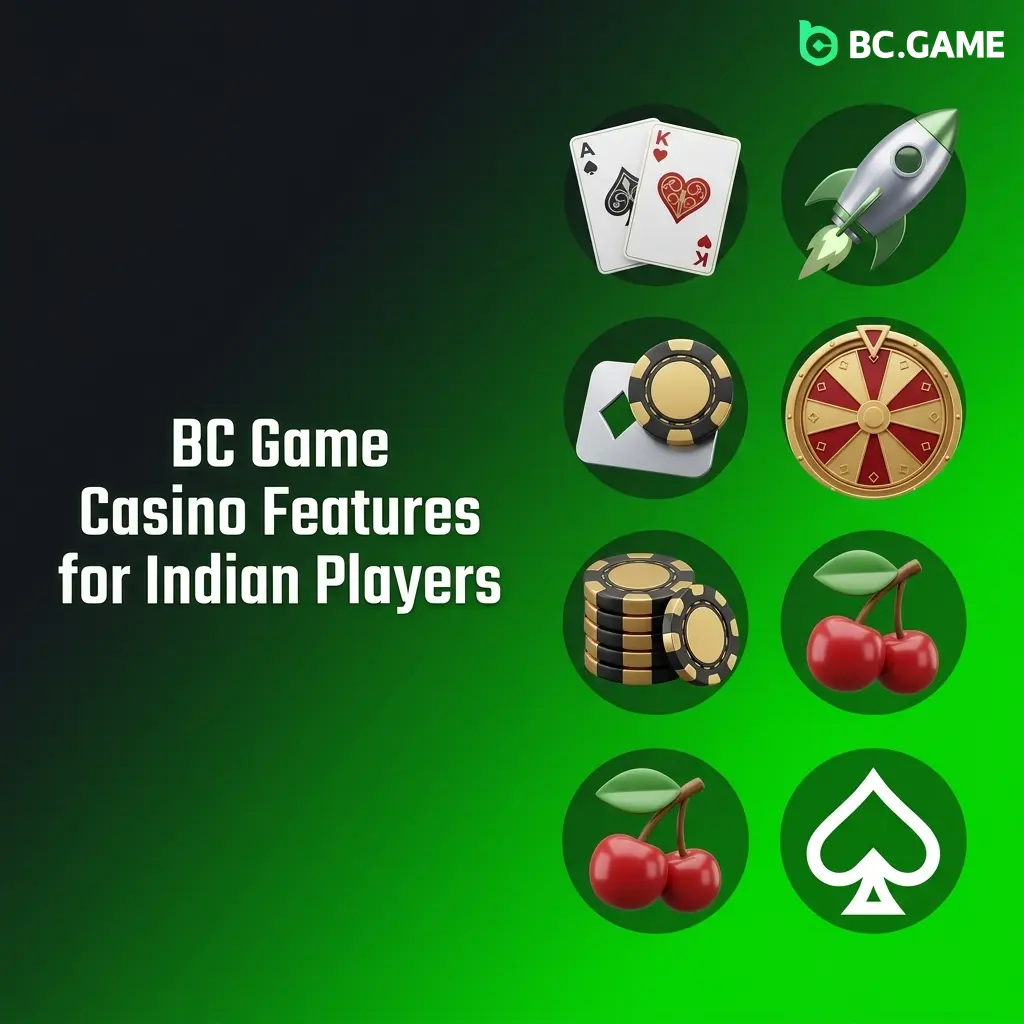 BC Game Casino features for Indian players including UPI, crypto options, mobile play, provably fair games, and 24/7 support