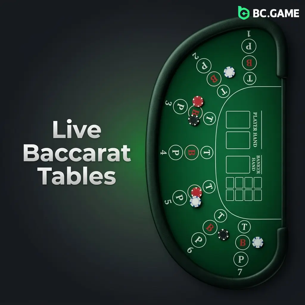 Live Baccarat tables at BC Game with Evolution Gaming, Pragmatic Play and Ezugi options for Indian players