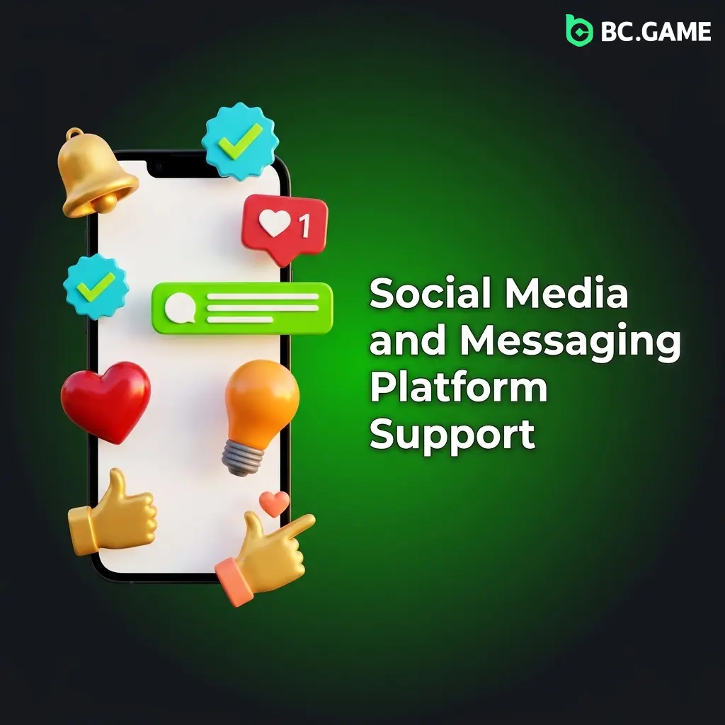 BC Game social media and Telegram support for community updates, promotions, and non-urgent player queries