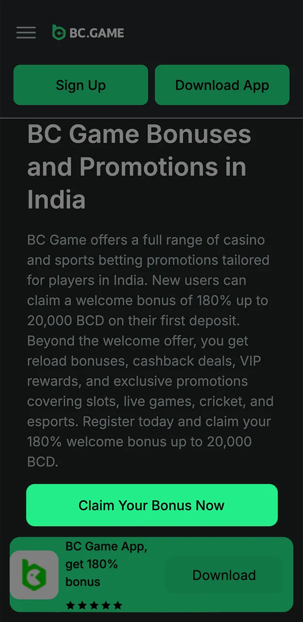 Follow the instructions to claim your bonus on the BC Game website.