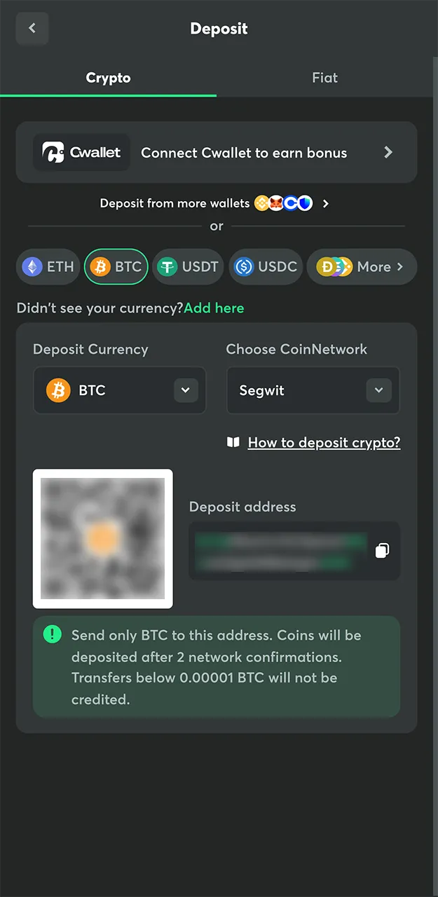 Use cryptocurrency to fund your account on the BC Game website.