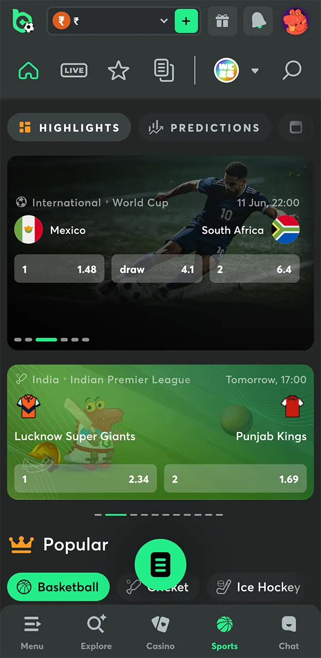 Open the sports betting tab on the BC Game website and familiarize yourself with the interface.