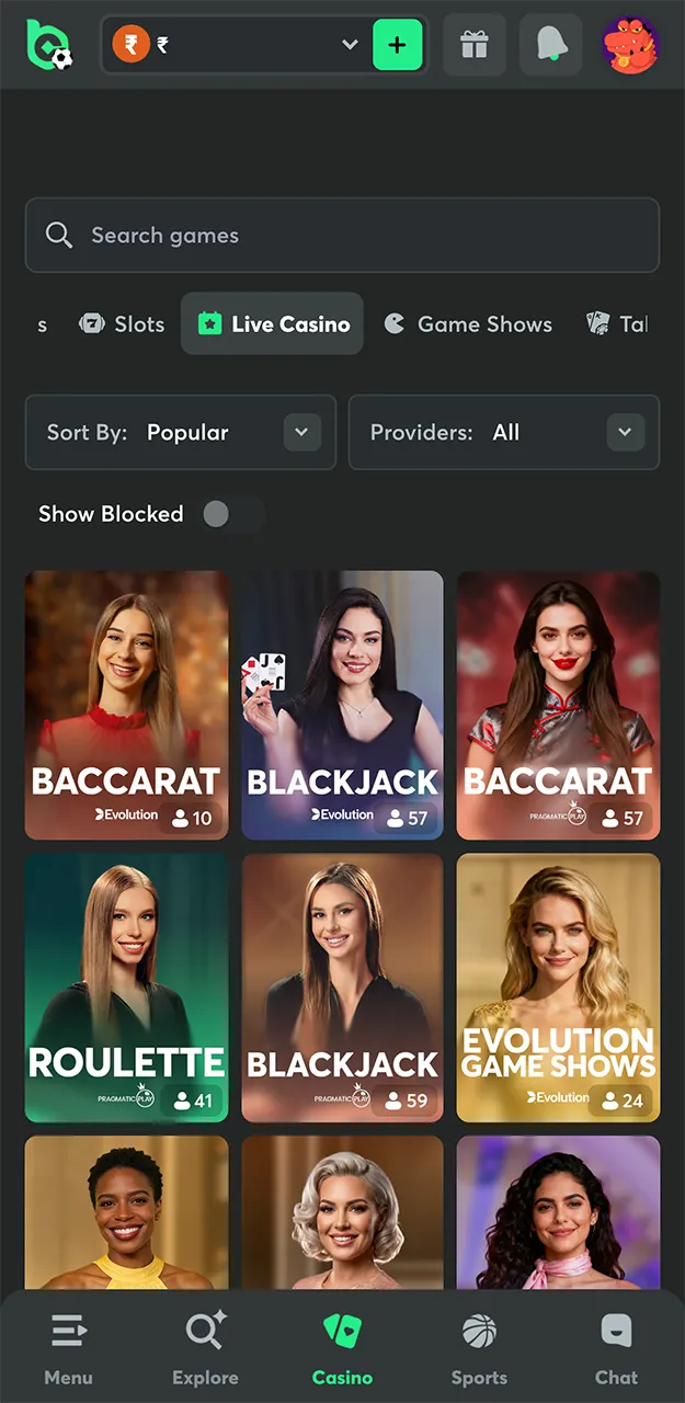 Open the Baccarat game on the BC Game platform and show off your skills.
