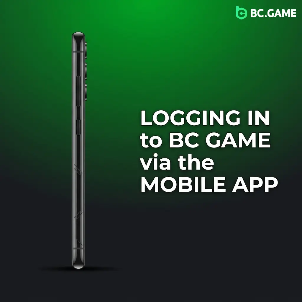 BC Game mobile app login screen showing email and social sign-in options on Android and iOS devices