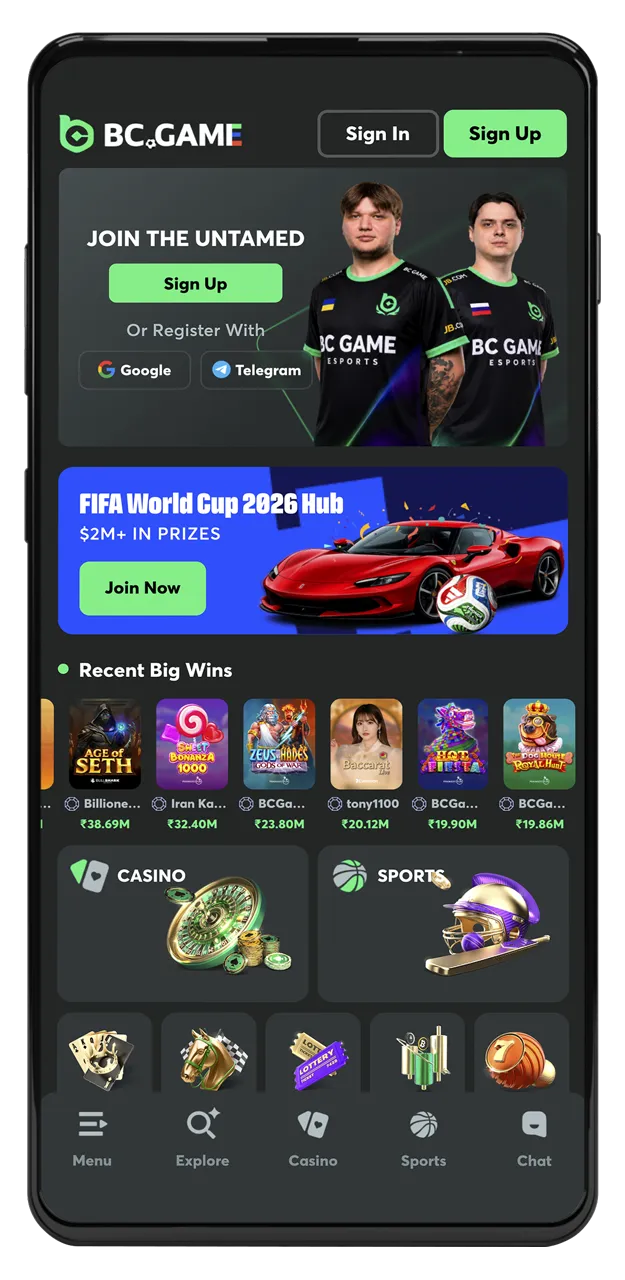Open the BC Game app and place your first bet.