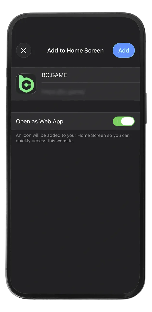 Add the BC Game shortcut to the home screen of your iOS device.