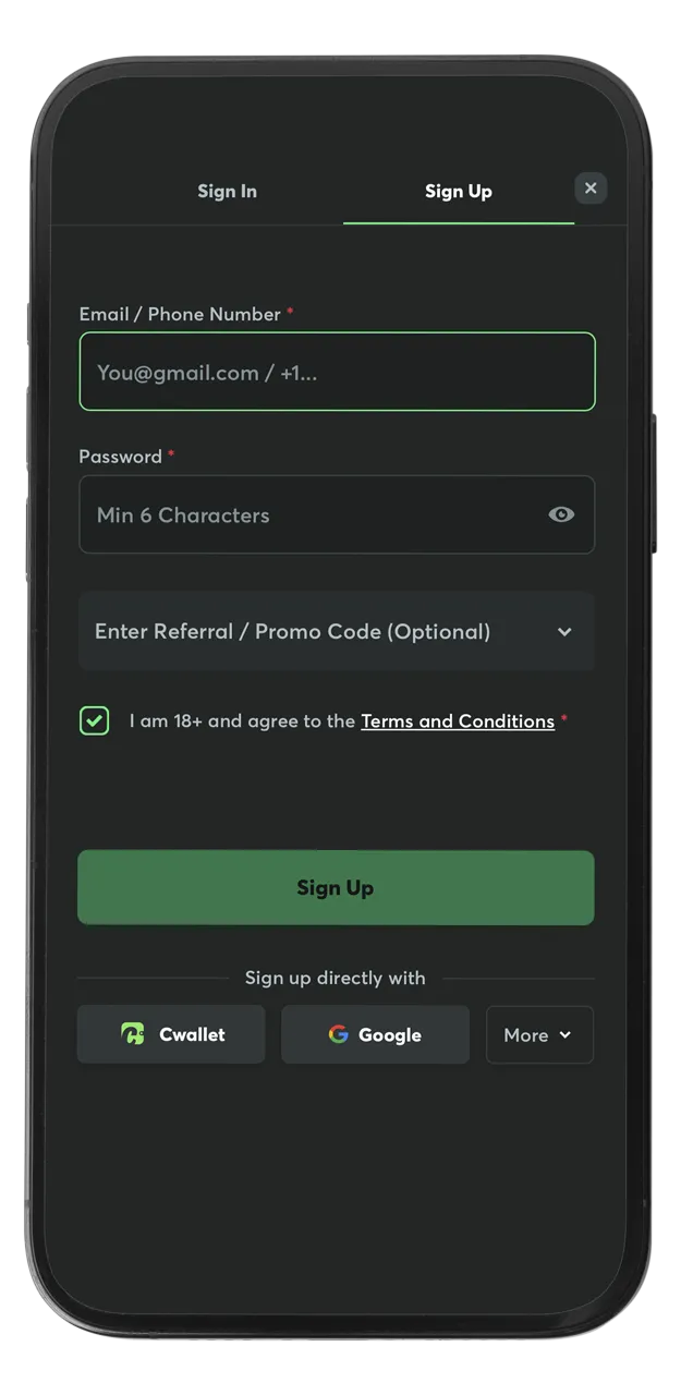 Signing up for BC Game is very simple and won't take much of your time.