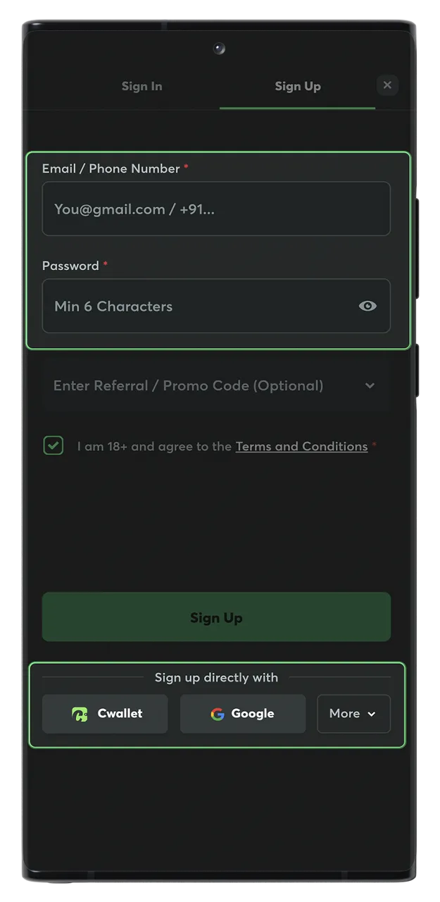 Use your email address to register for an account at BC Game online casino.