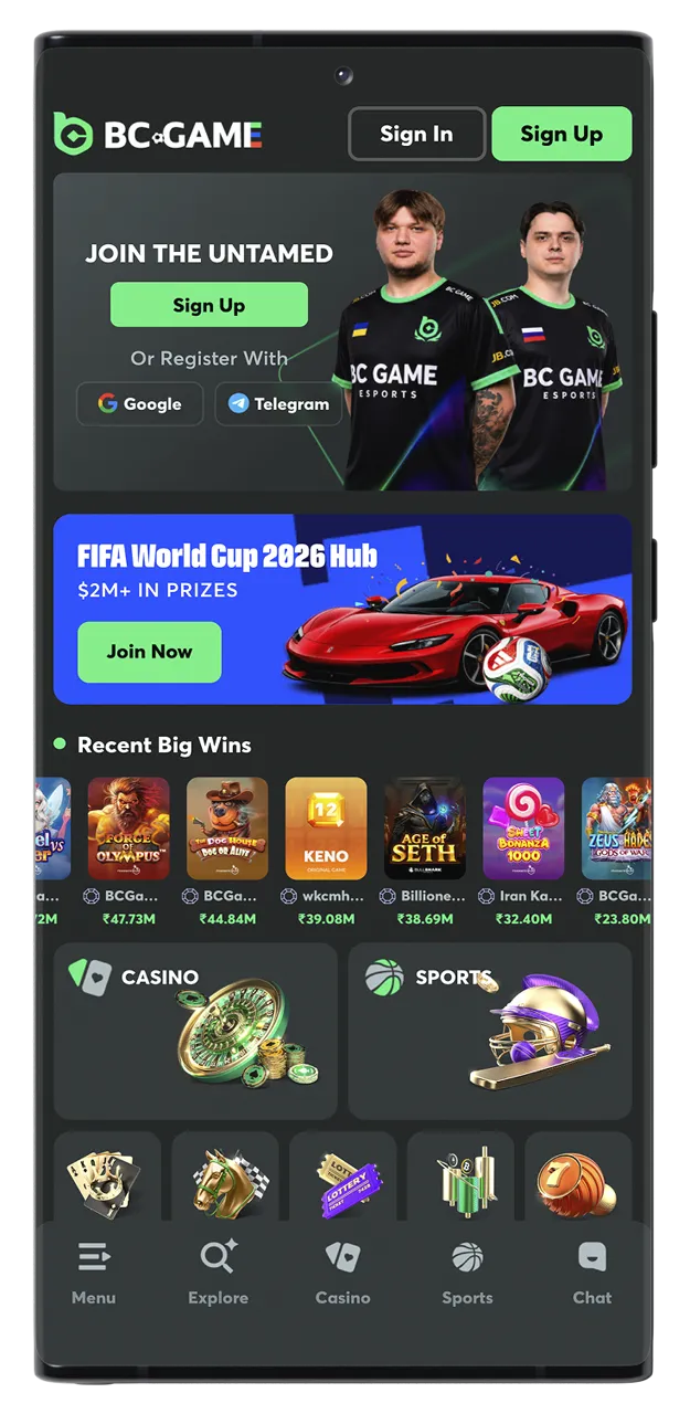 Launch the mobile app from the popular BC Game casino.