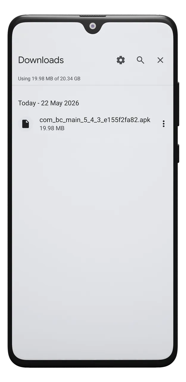 Run the installation file for the BC Game app, which is required for the update.