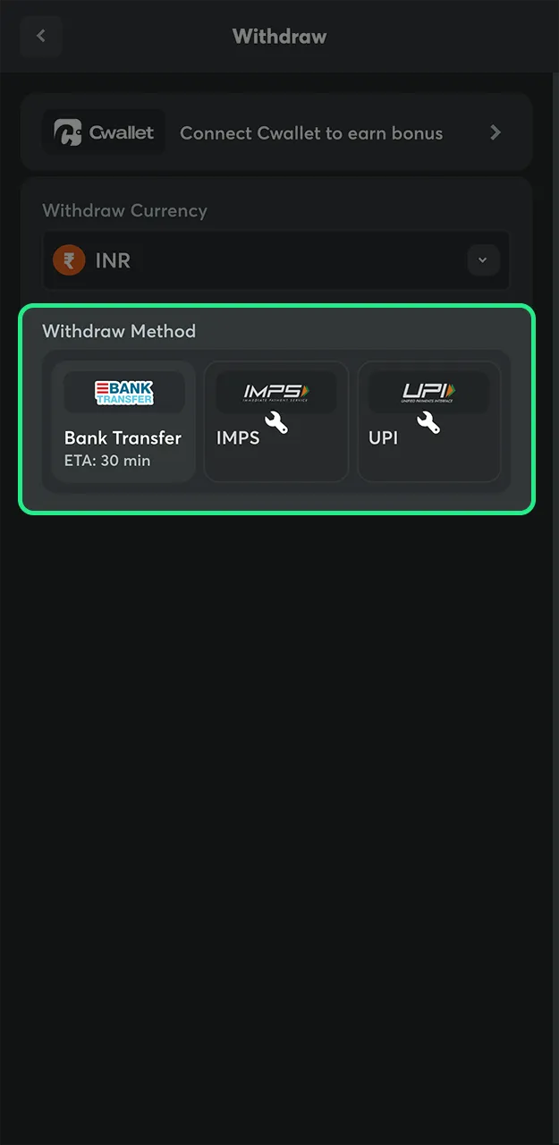 On the BC Game website, you can use a bank transfer to withdraw funds.