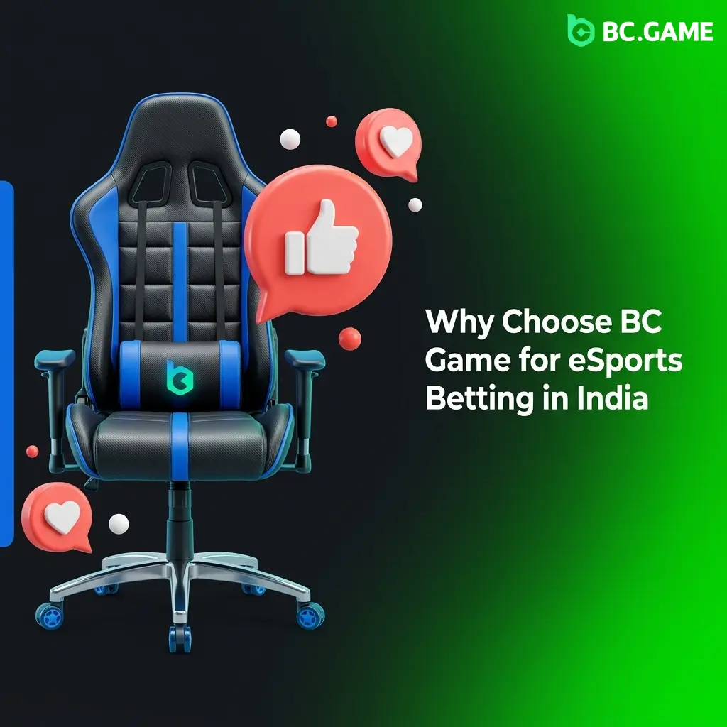 BC Game eSports betting platform India showing welcome bonus, UPI payments, mobile app and competitive odds features