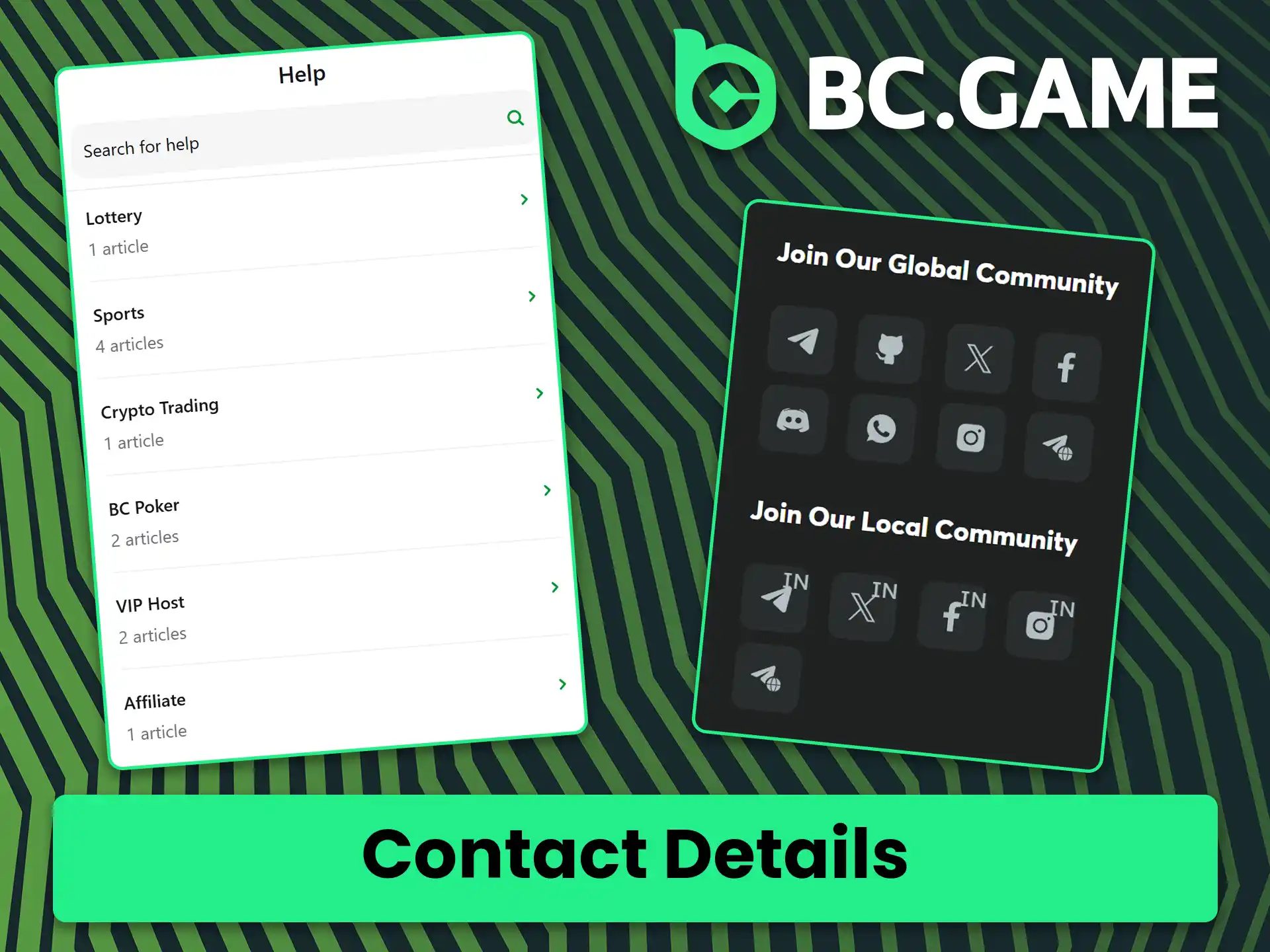 Use the official contact information for BC Game support.