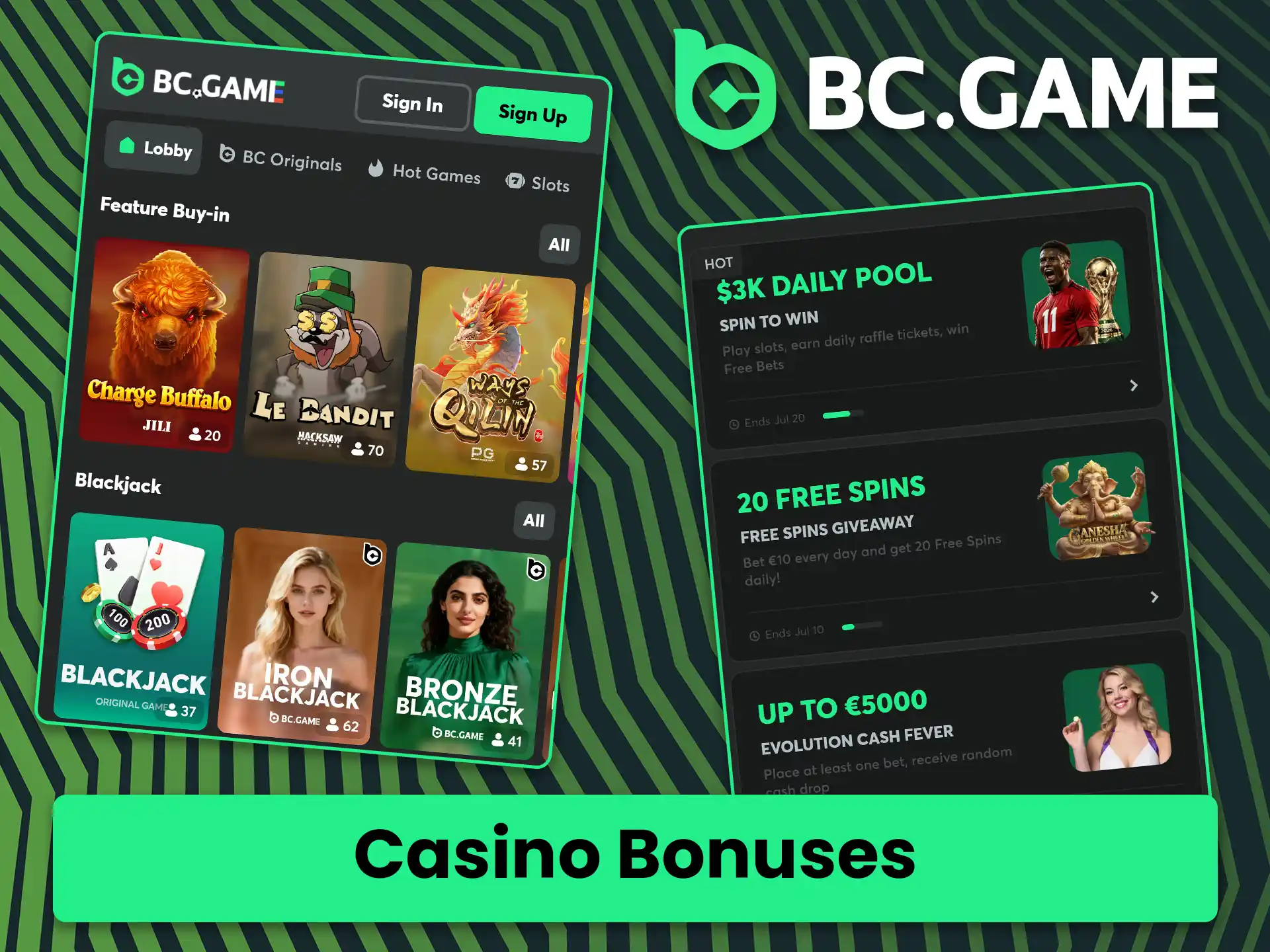 Check out the available casino bonuses on BC Game.