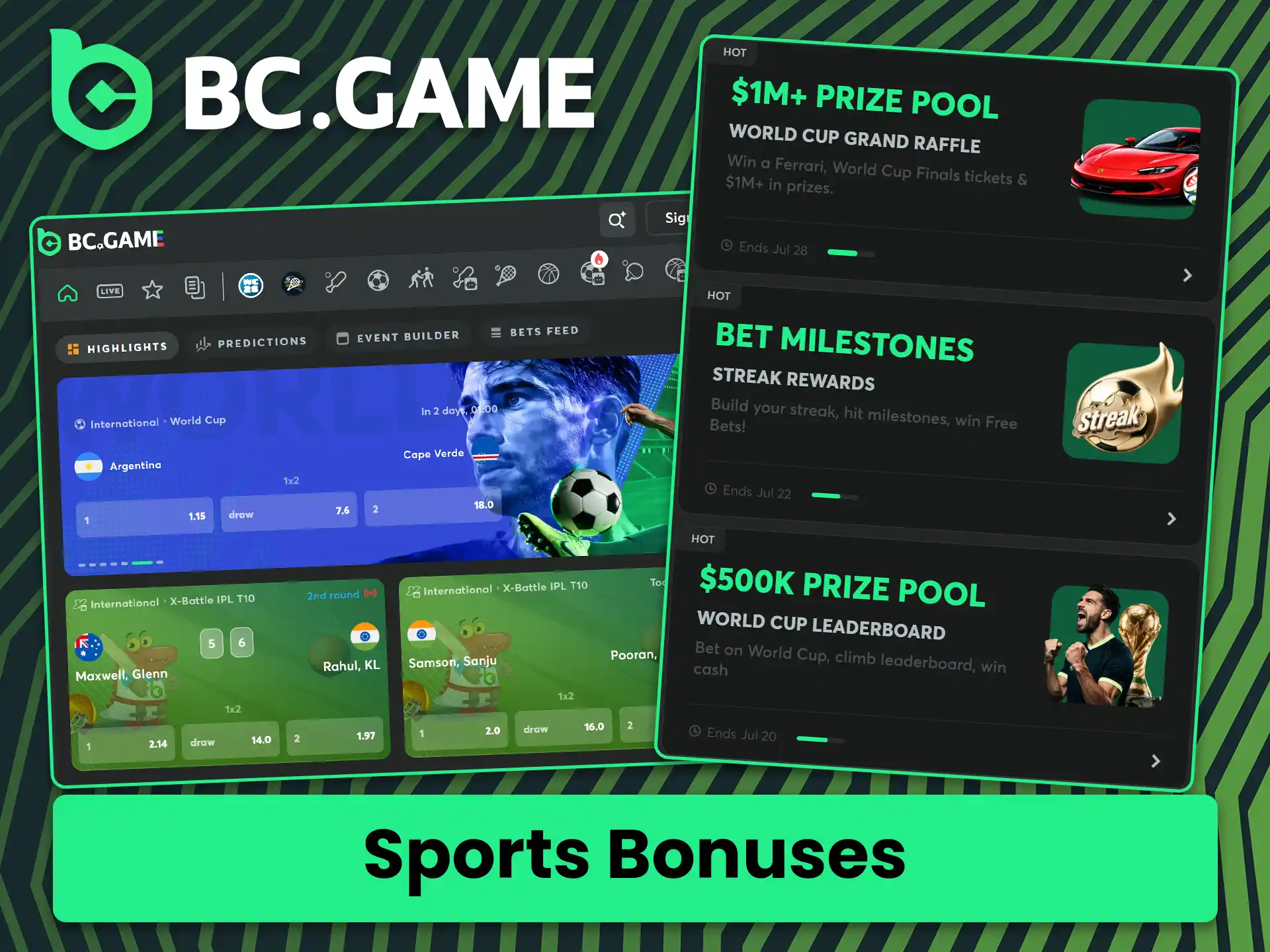 Get sports betting bonuses at BC Game.