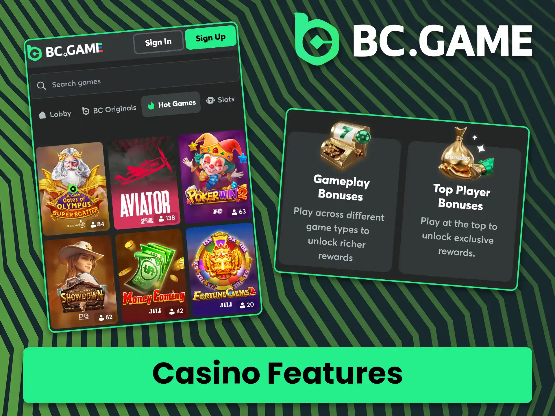 Review the unique benefits and BC Game casino features.