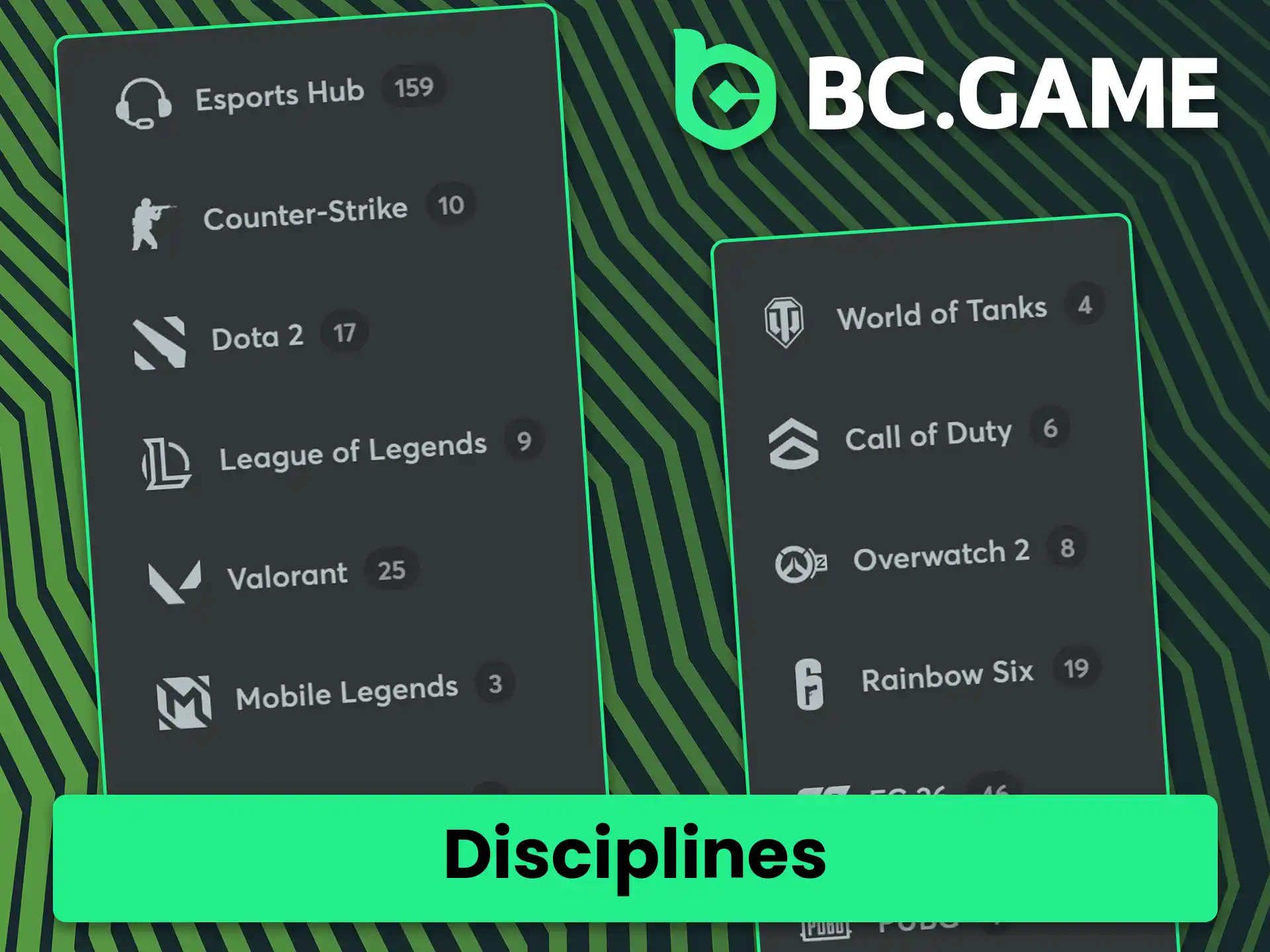 Explore esports betting options on BC Game