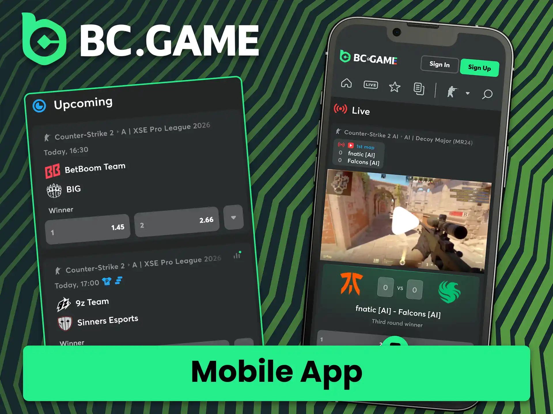 Place bets on your favorite esports events in the BC Game app.