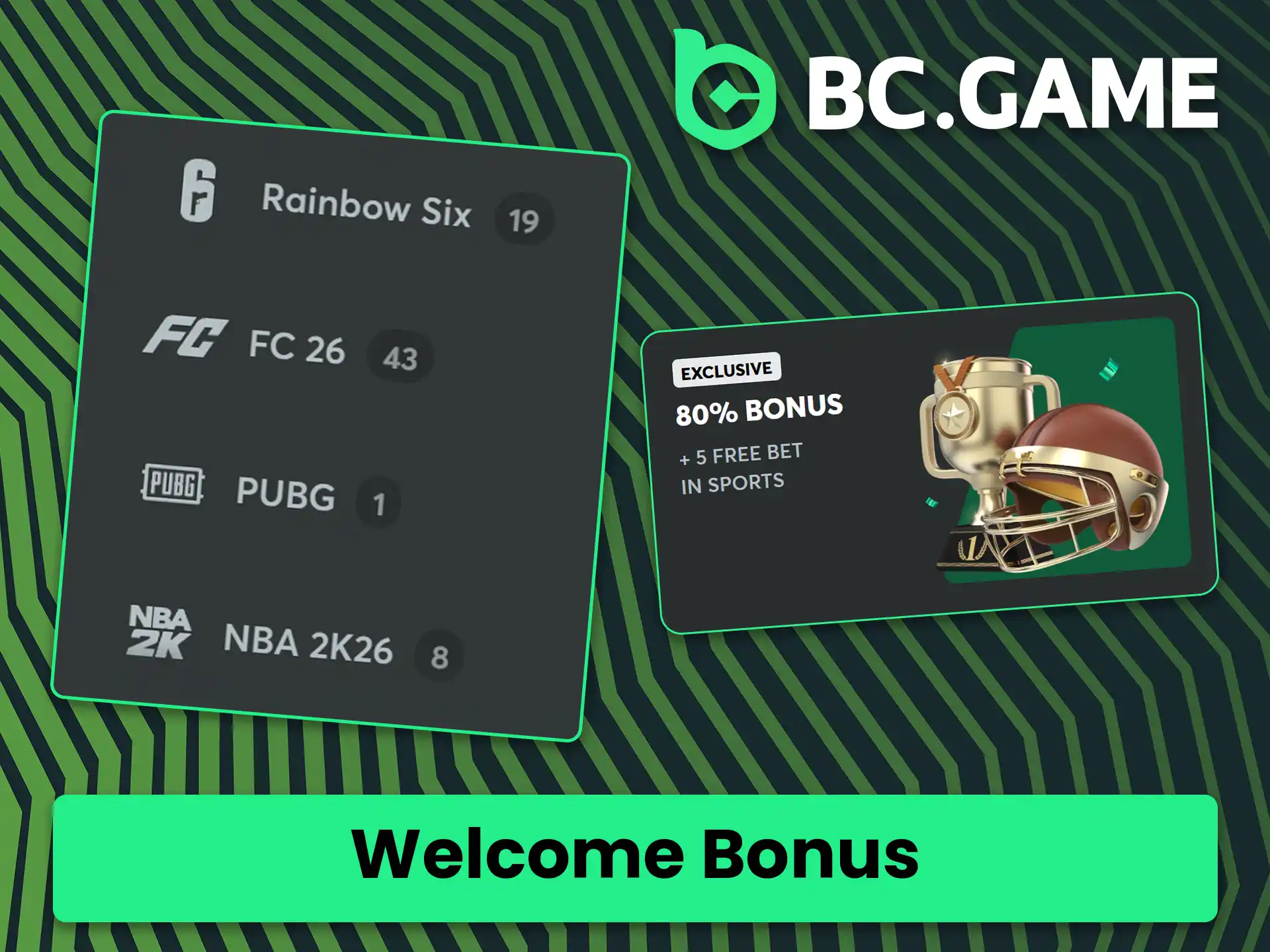 Get a generous welcome bonus for esports betting at BC Game.