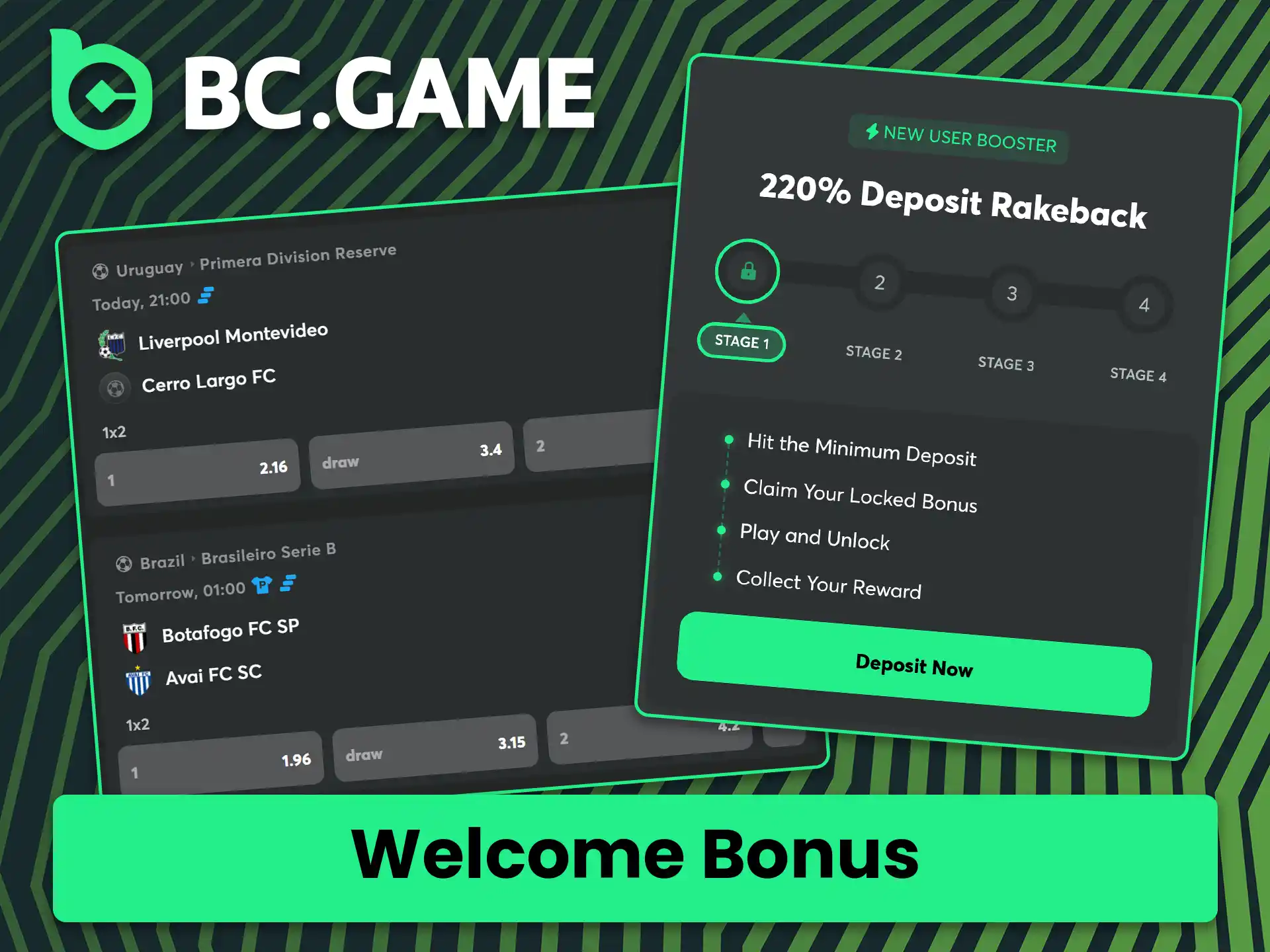 Increase your initial wagering budget with the welcome bonus for new football bettors on BC Game.