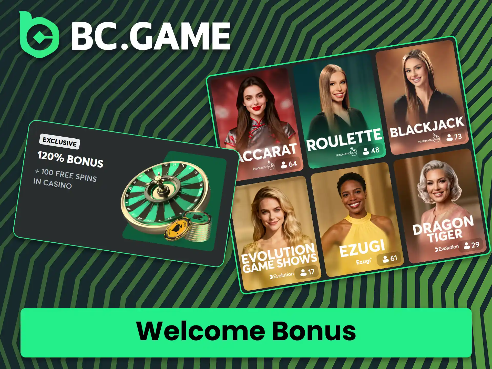 Start playing at the live casino with a welcome bonus at BC Game.