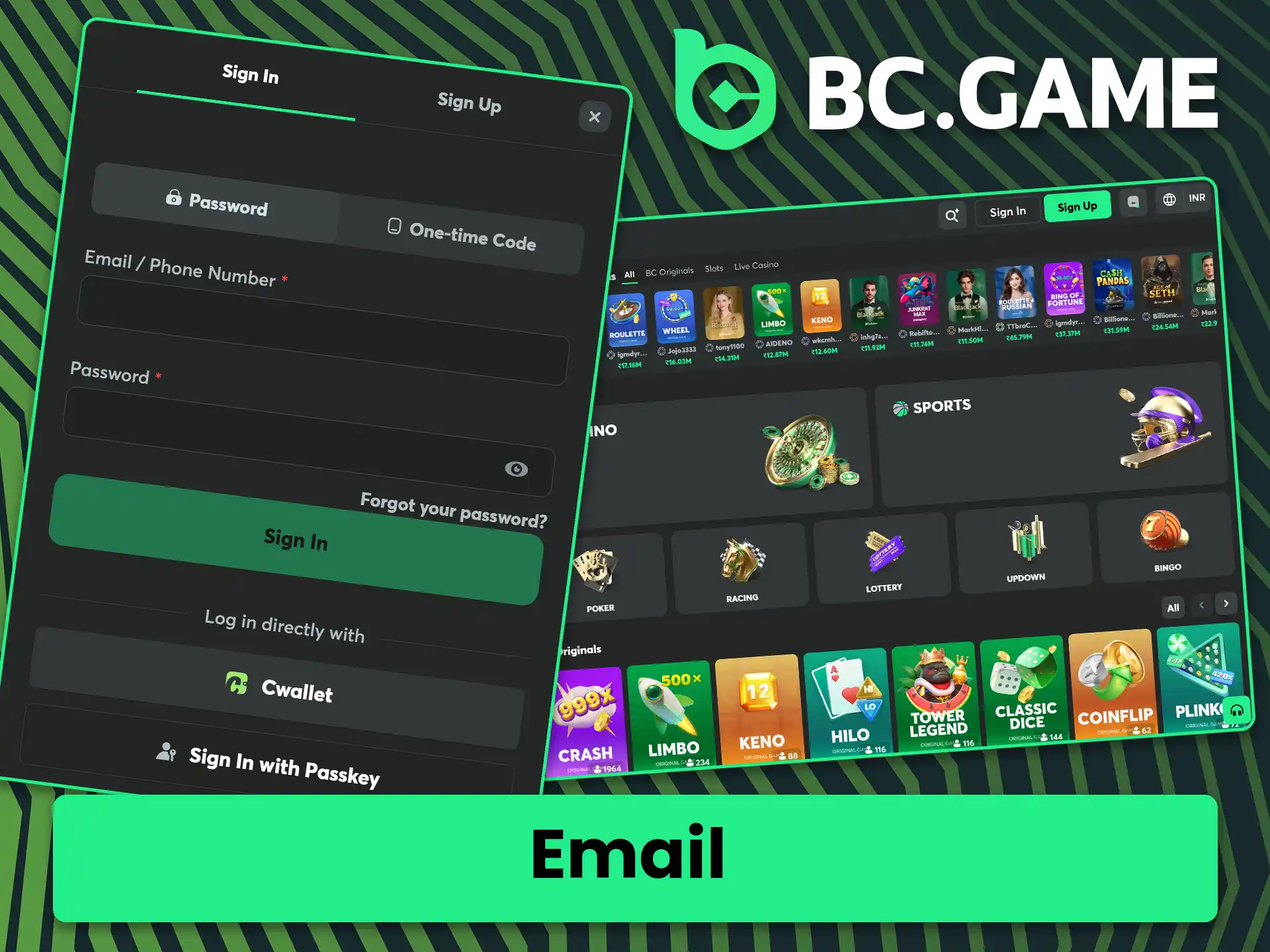 Find out how to log in to BC Game using your email address.