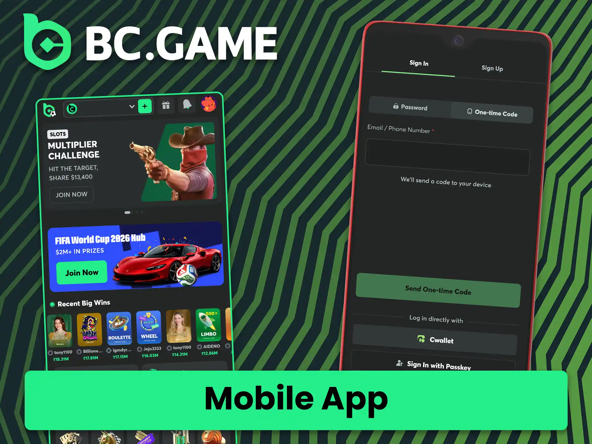 Log in quickly to your account in the BC Game app.