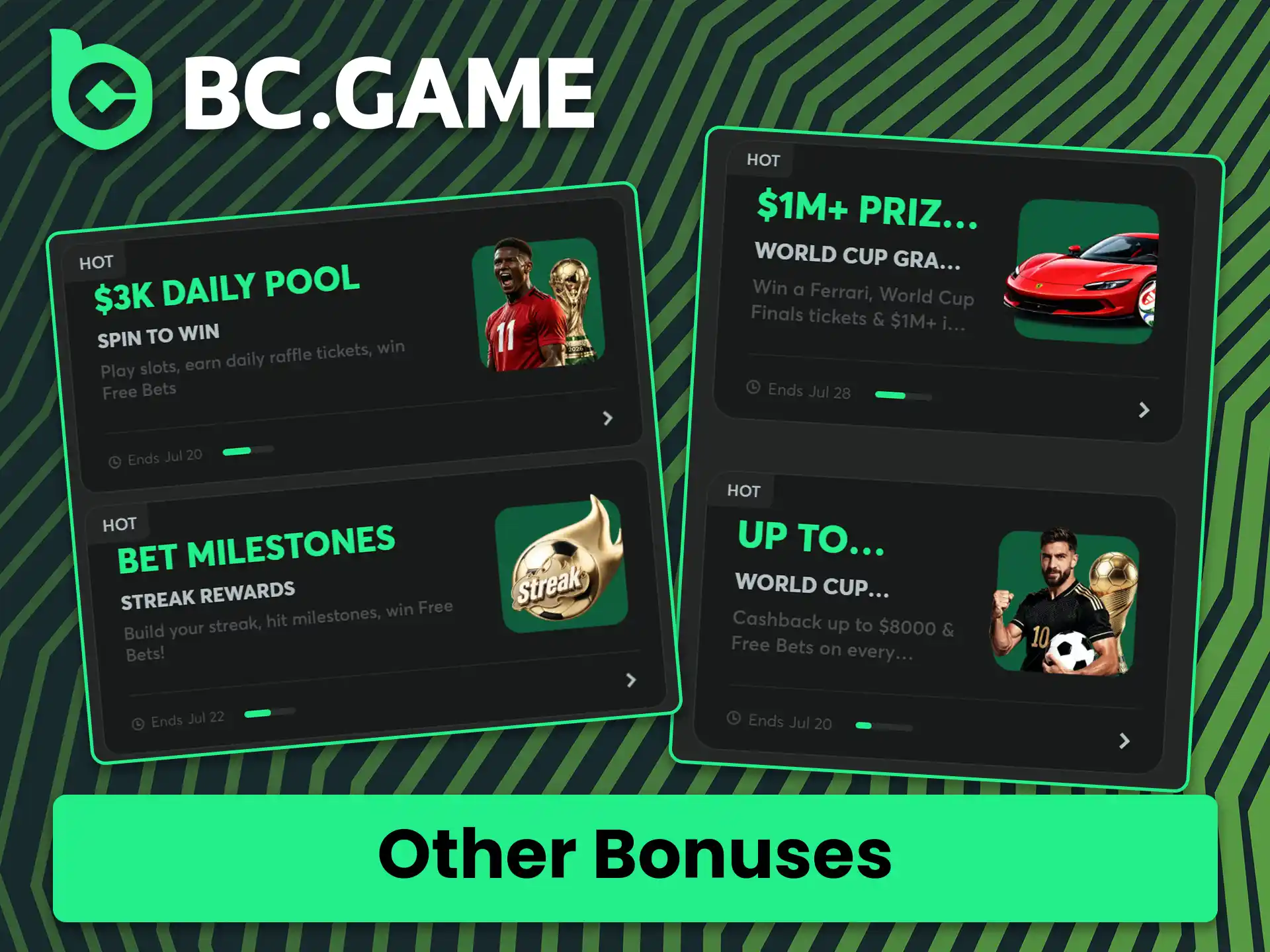Check out all alternative rewards under other bonuses and promotions at BC Game app.