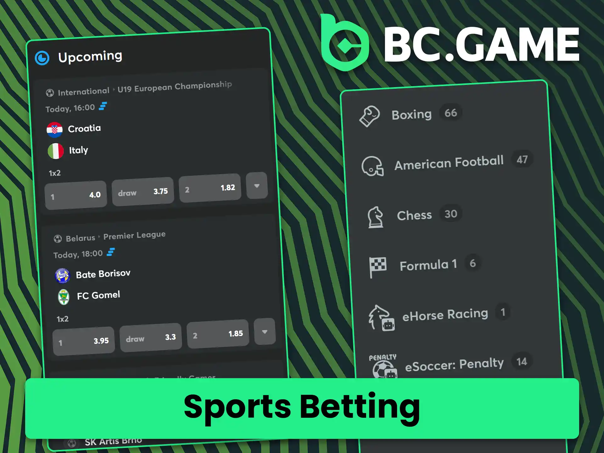 Wager on your favourite athletic events via sports betting at BC Game app.