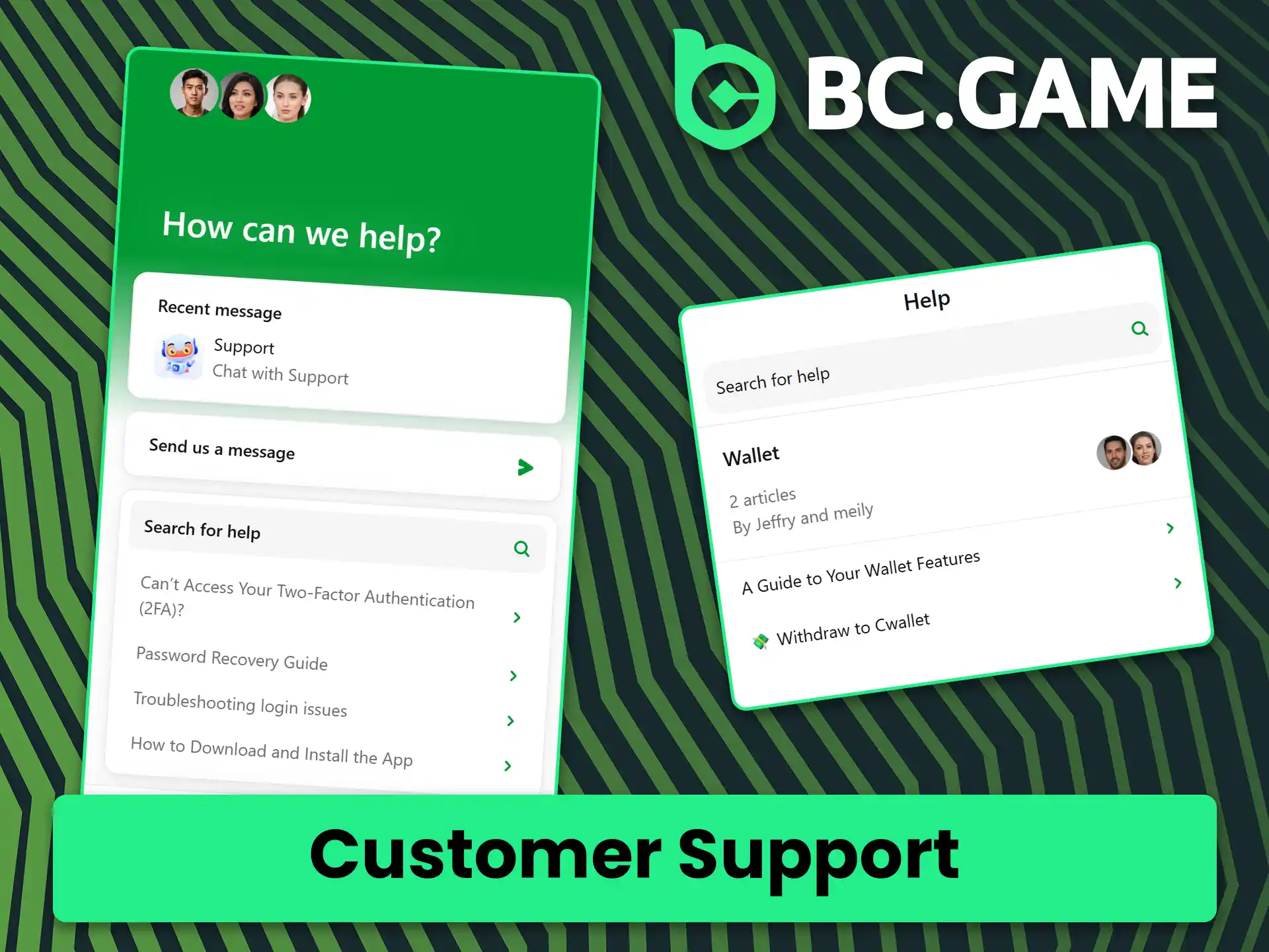 Get help from customer support regarding payments on BC Game.