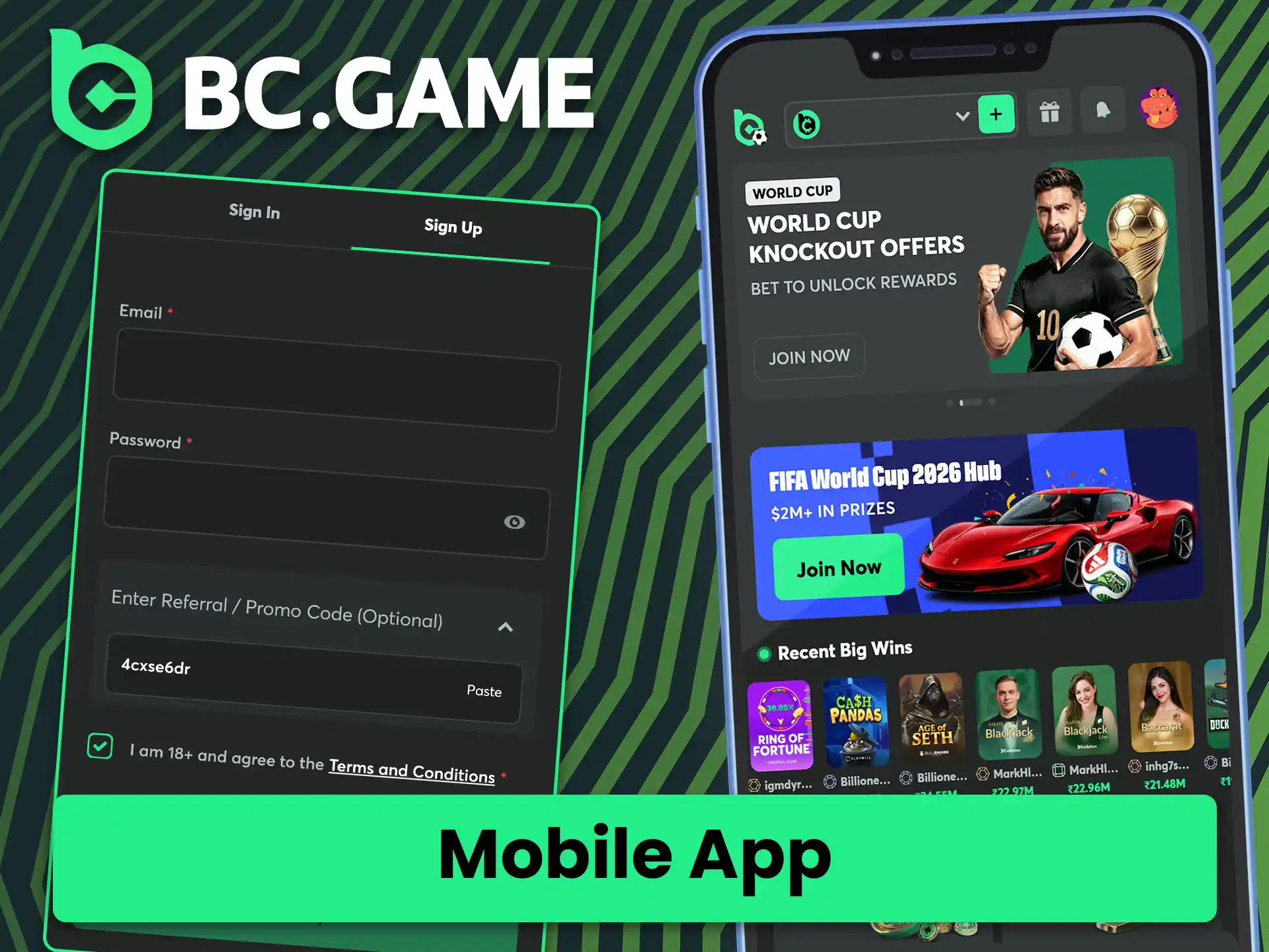 Learn how to sign up using the BC Game mobile app.