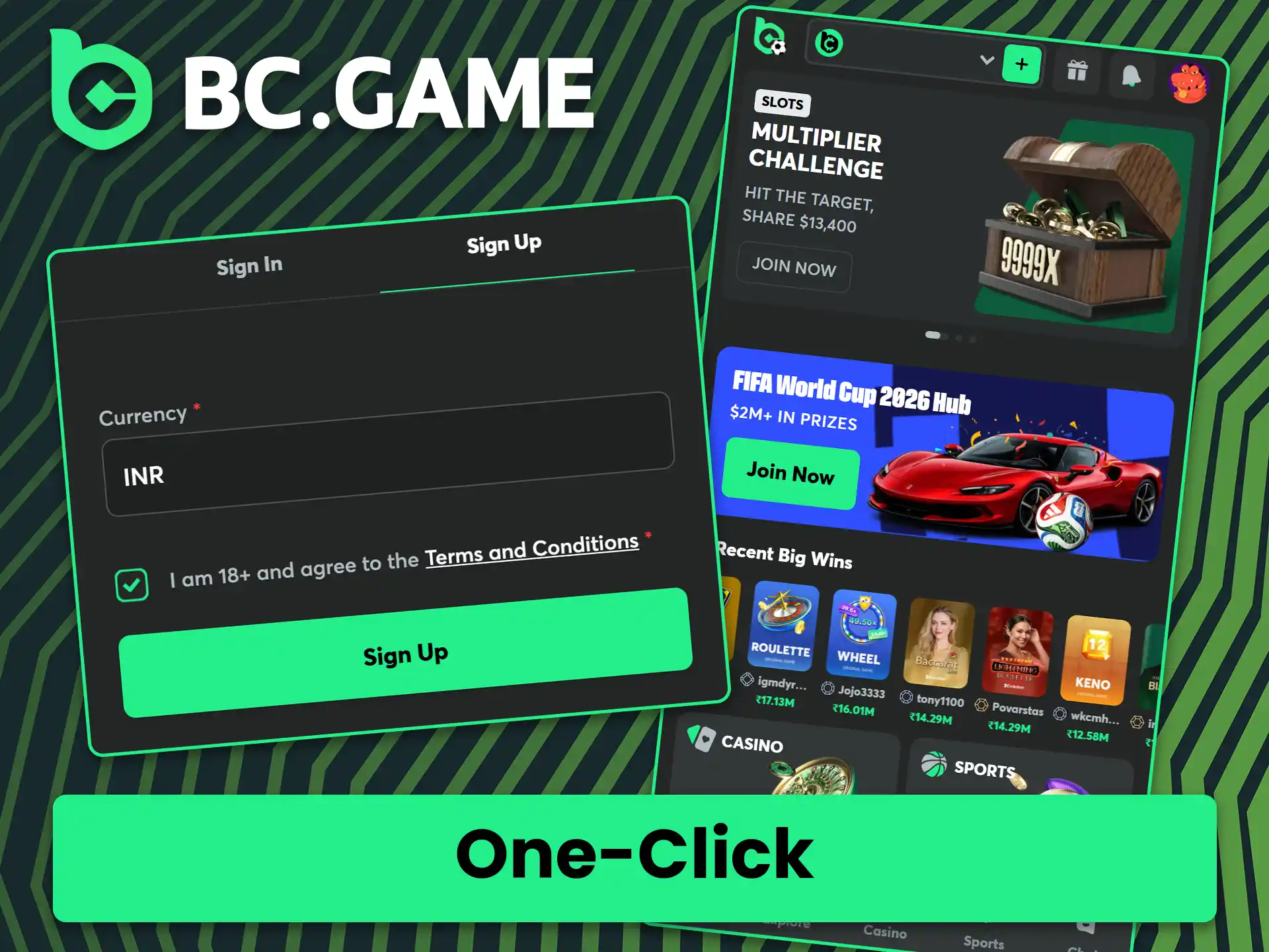 Complete a quick registration in just a few clicks at BC Game.