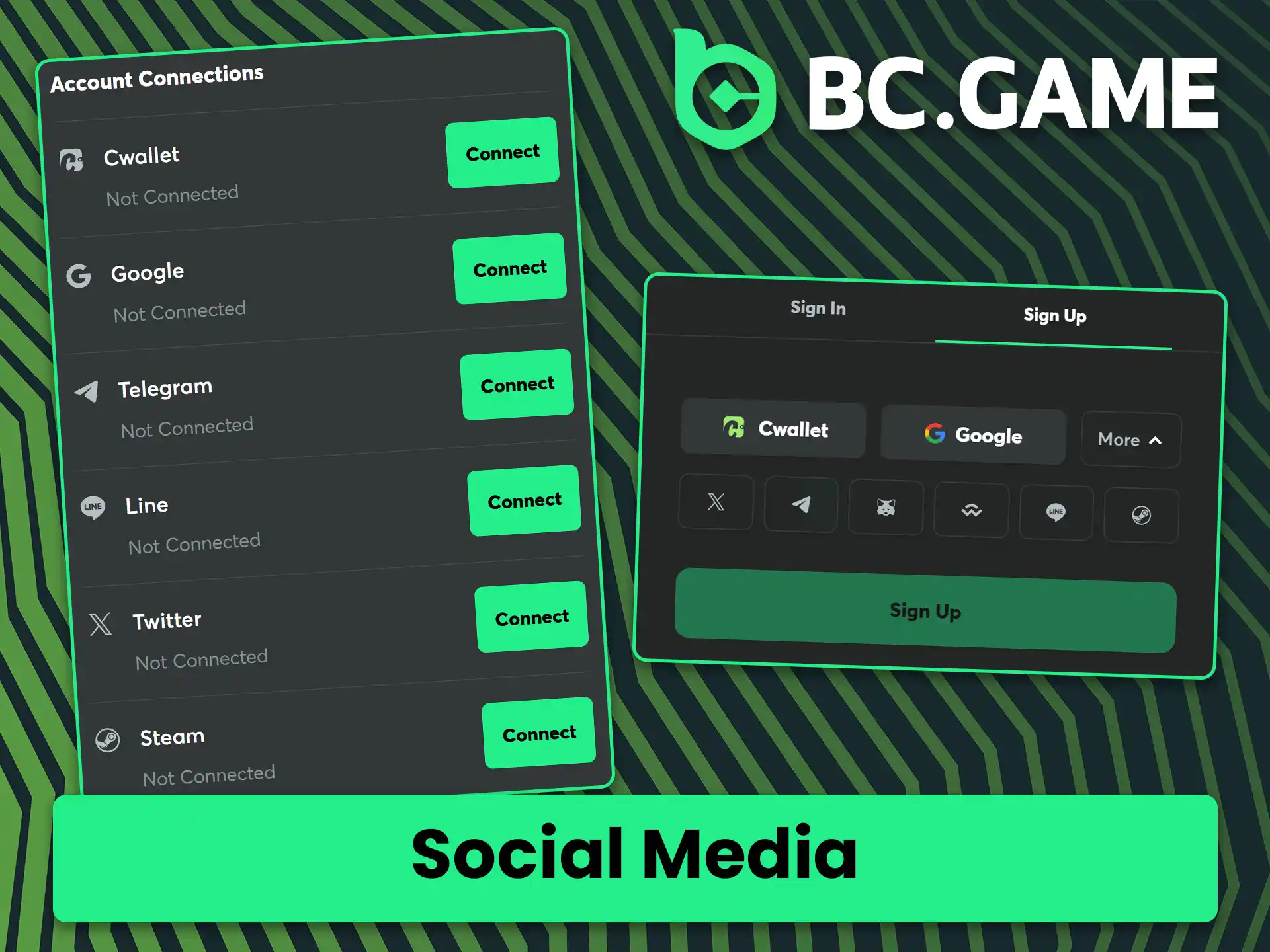 Sign up for BC Game using your social media accounts.